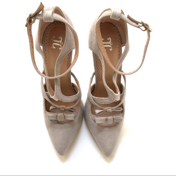 ❌SOLD❌Faux Suede Pointed Toe Bow Multi-Strap Pumps - Picture 8 of 10